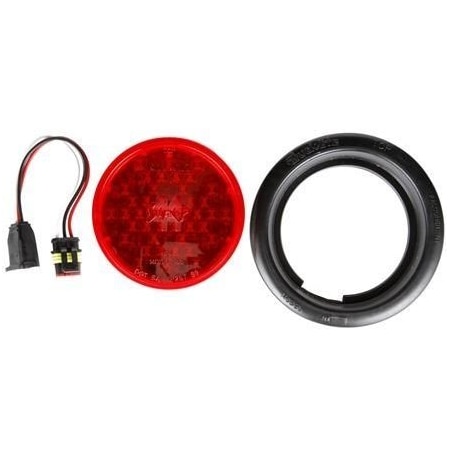 Truck-Lite Super 44, Led, Red, Round, 42 Diode, Stop/Turn/Tail, Black Grommet Mount, Fit 'N Forget S.S 44002R3
